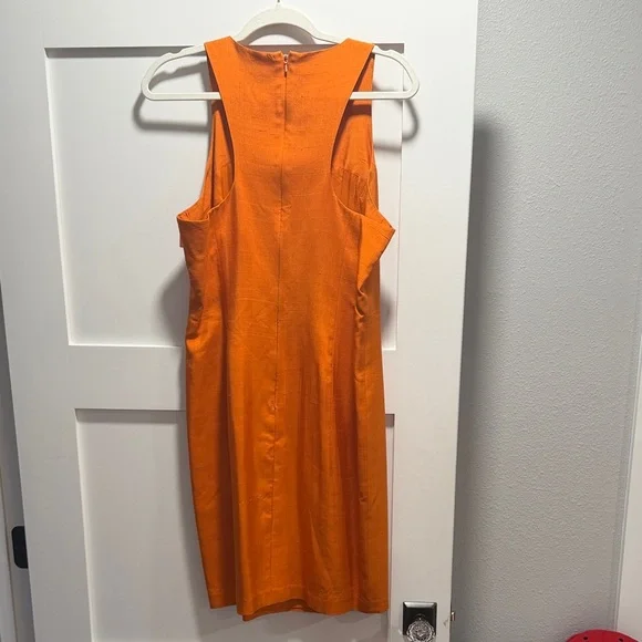 Bob Mackie Bold Orange Sleeveless Midi Dress - Picture 3 of 3
